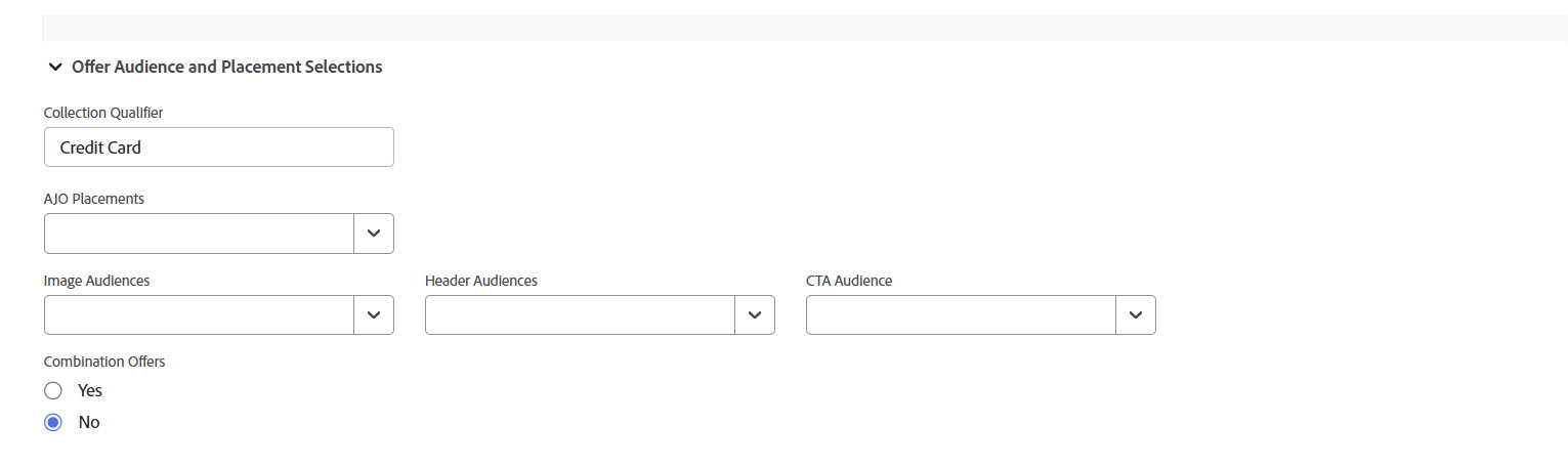 The audience field choices available in this section are driven by your Portfolio selection above.  This option is called the "tripple-banner" in that 3 different audiences drive the offer content for each profile. 